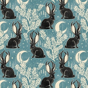 Jackalope - 12" large - medium blue