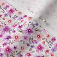 ( small ) Pretty watercolor floral, botanical florals, pink 