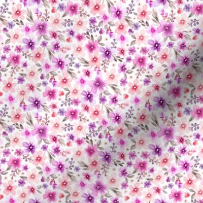 ( small ) Pretty watercolor floral, botanical florals, pink 