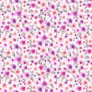 ( small ) Pretty watercolor floral, botanical florals, pink 