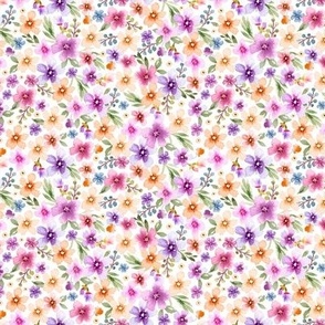 ( small) Pretty watercolor floral, botanical florals, bright