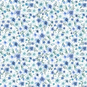 ( small )  Pretty watercolor floral, botanical florals, blue