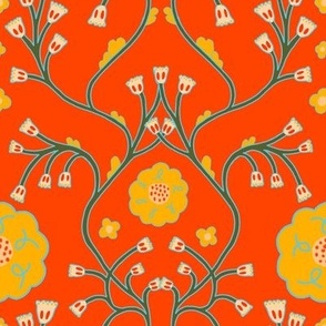 Fictional flowers on an orange background