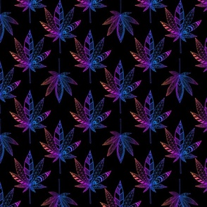 Psychedelic cannabis leaves