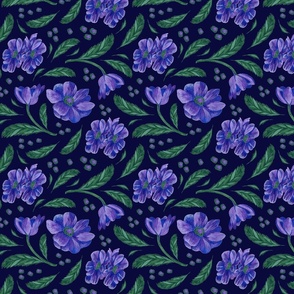 Purple flowers on a blue background  