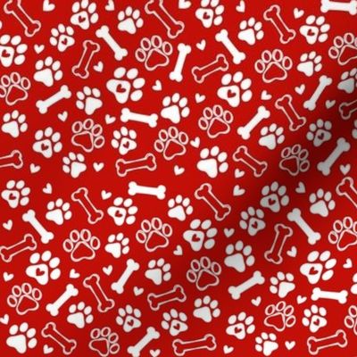 Paws, Bones, Hearts, red/white