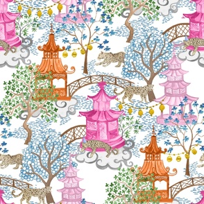 Party Leopards in Pagoda Forest Pink and Rust copy