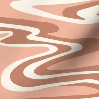 Large Wetland Water Ripples in Beige, Apricot, Brown and Cream