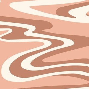 Large Wetland Water Ripples in Beige, Apricot, Brown and Cream