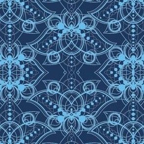 Modern industrial Geometric abstract lotus in blue