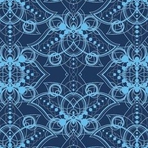 Modern industrial geometric abstract lotus in blue