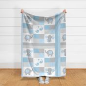 Blue Safari Elephant Quilt Baby Boy