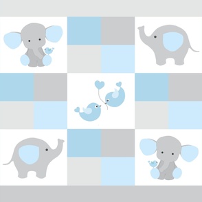 Blue Safari Elephant Quilt Baby Boy