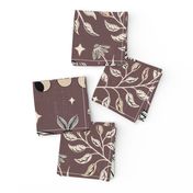 Luna Moths Damask with moon phases - Rose Taupe (Marsala, red-brown) - large