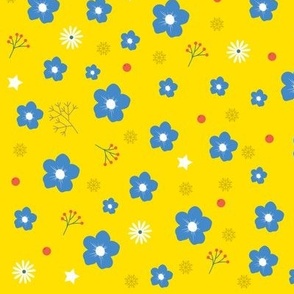 Blue on Yellow Flowers