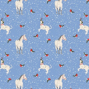 Appaloosa horse and dalmation dog christmas fabric