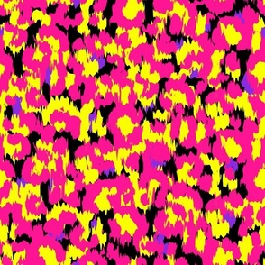 80s Funky Retro Abstract Leopard Neon Yellow & Pink 