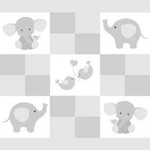 Gray Safari Elephant Quilt Neutral Baby 