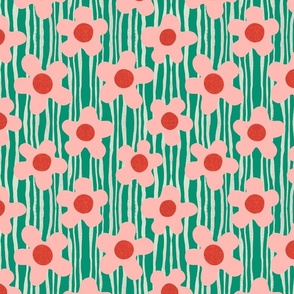  Mod pink flowers on Green (small)