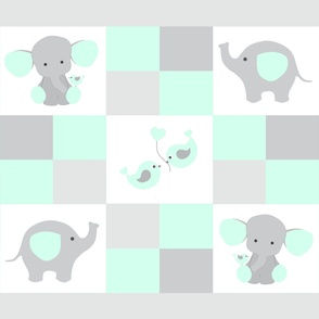 Mint Green Safari Elephant Quilt Baby 