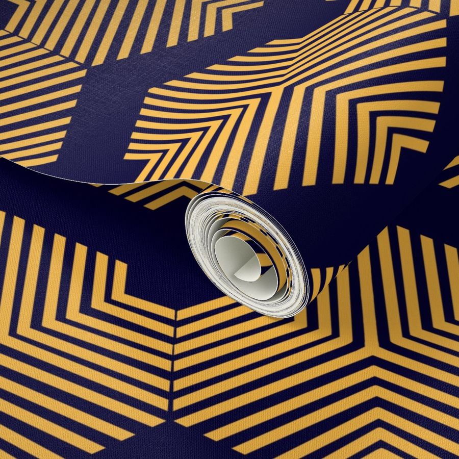 Gold geometric pattern on navy