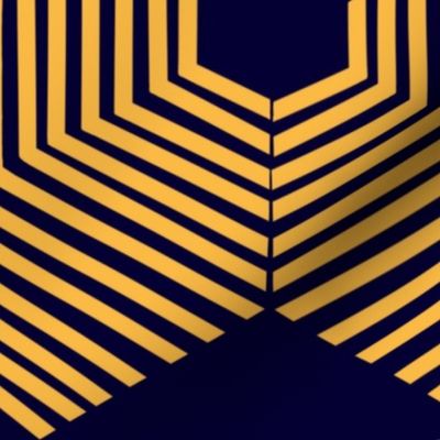 Gold geometric pattern on navy