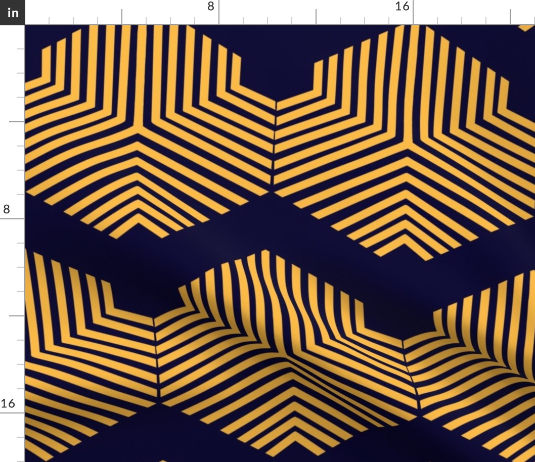 Gold geometric pattern on navy