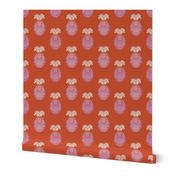 tribal sunshine pineapple block print - tomato red and lilac