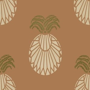 tribal sunshine pineapple block print - tan brown