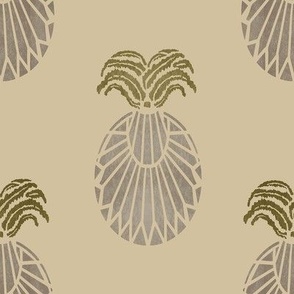 tribal sunshine pineapple block print - vanilla green