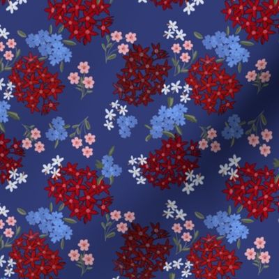 Cut flower garden Blue and red floral