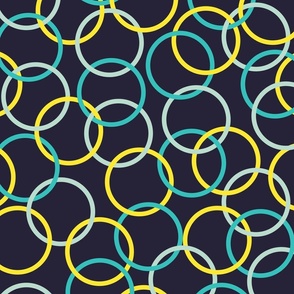 Yellow and teal interlocking rings - Small scale