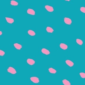 inky teal blue and pink dash spots