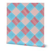 pink and blue plaid, pastel