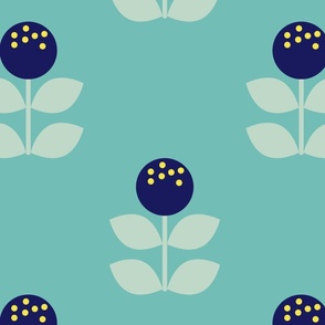 Large blue and teal flowers - Large scale