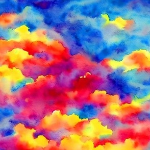 Bright Rainbow Clouds in the Sky