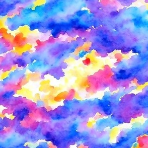Rainbow Sunset Clouds Watercolor