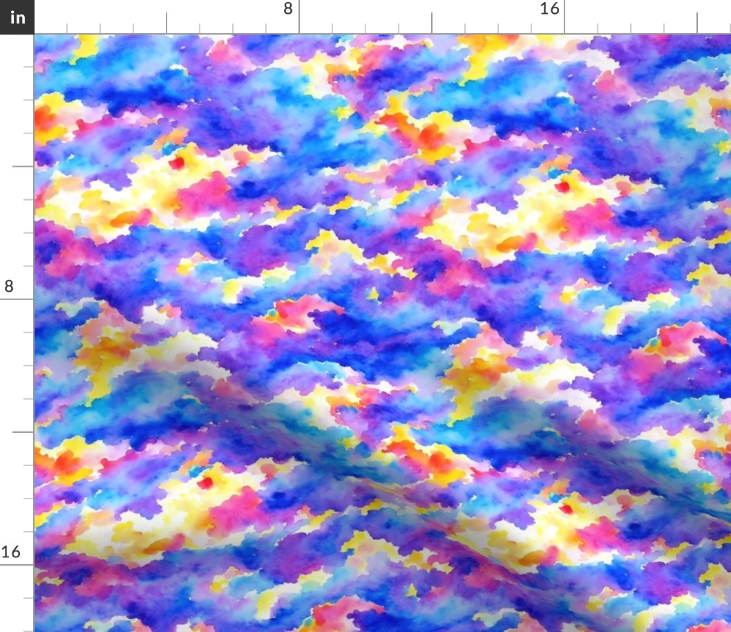Rainbow Sunset Clouds Watercolor