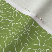 Simple white holly - on green - large