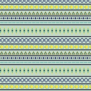 Geometric shapes in navy, teal and yellow - Medium scale