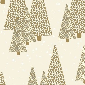 Christmas Trees in Gold + Cream