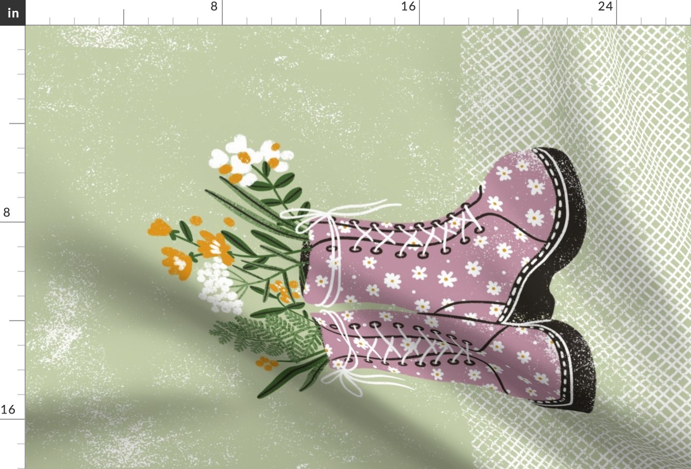 Grunge floral boots