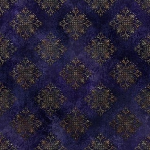 Deep Violet Bronze Damask Aged 1