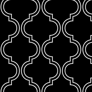 double quatrefoil solid lines black - kids jumbo brights - perfect for wallpaper, curtains, bedding
