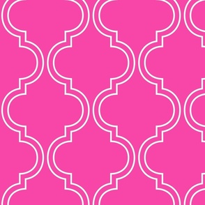 double quatrefoil solid lines blazing pink - kids jumbo brights - perfect for wallpaper, curtains, bedding