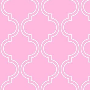 double quatrefoil solid lines bubbleyum pink - kids jumbo brights - perfect for wallpaper, curtains, bedding