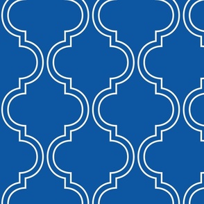 double quatrefoil solid lines dazzled blue - kids jumbo brights - perfect for wallpaper, curtains, bedding
