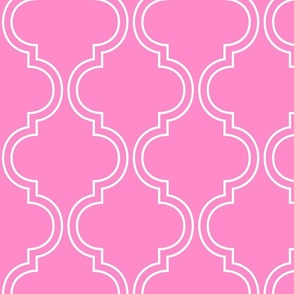 double quatrefoil solid lines popping pink - kids jumbo brights - perfect for wallpaper, curtains, bedding