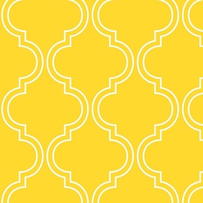 double quatrefoil solid lines sunray yellow - kids jumbo brights - perfect for wallpaper, curtains, bedding