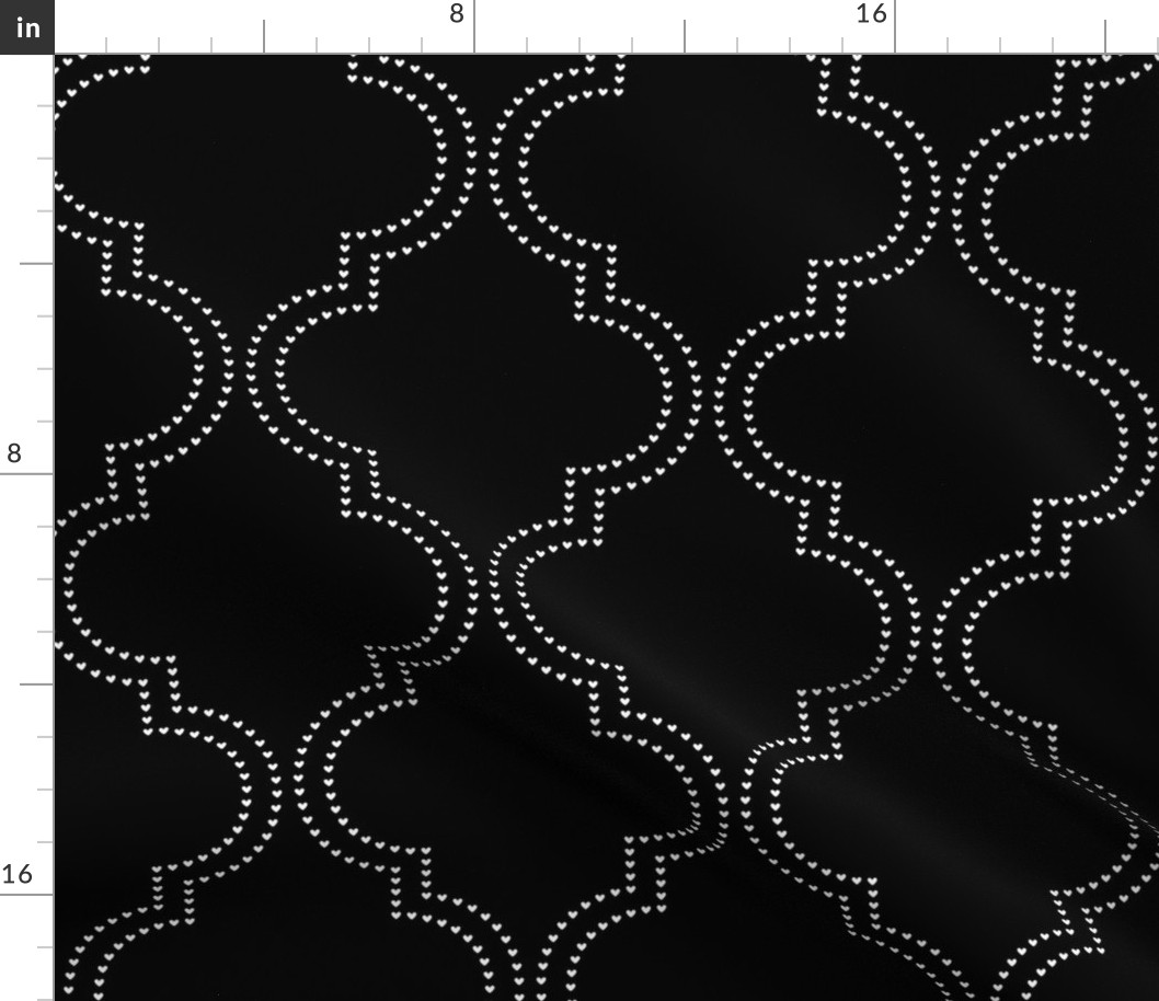 double quatrefoil heart lines black - kids jumbo brights - perfect for wallpaper curtains bedding